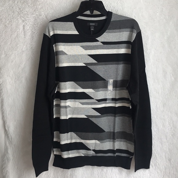 Alfani Mens Sweater Black Size Small Pullover Crew Geometric Pattern $75 - Picture 5 of 14